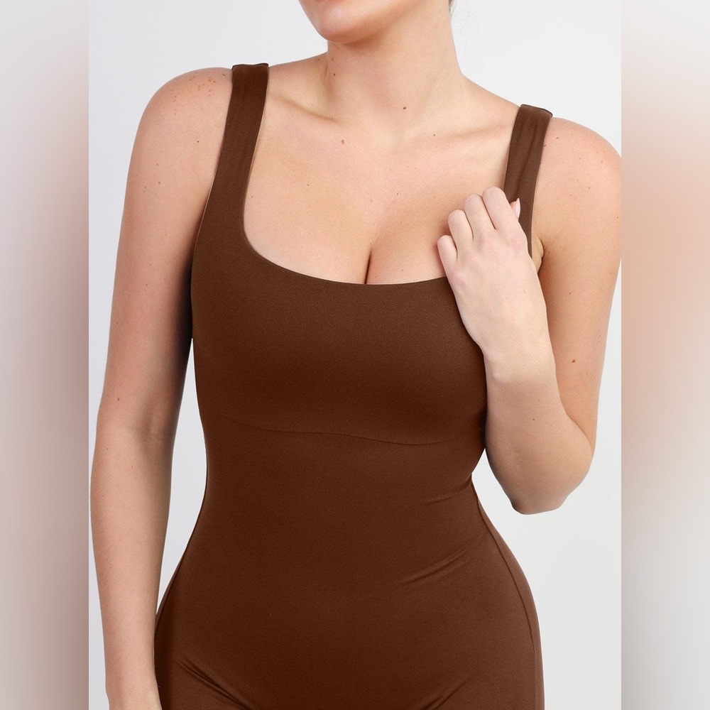 NWT Popilush Brown Ribbed One-Piece Bodysuit Large - Picture 7 of 11